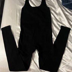 Forever 21 Black Ribbed Scoop-Neck Jumpsuit